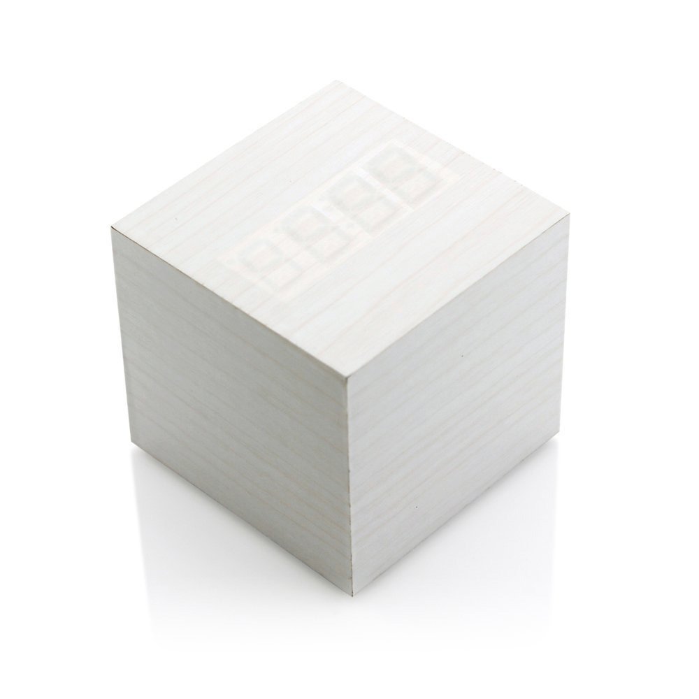 Stemmeaktivert Kube LED Digital Vekkerklokke med Dato og Termometer