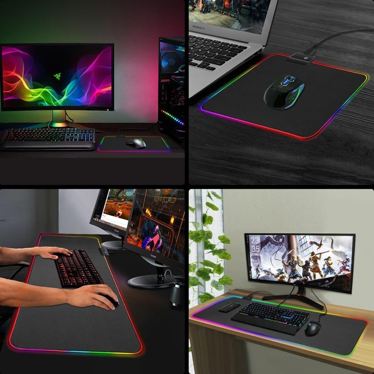 Ninja Dragons RGB Gaming musematte med 1-touch lys - Stor størrelse